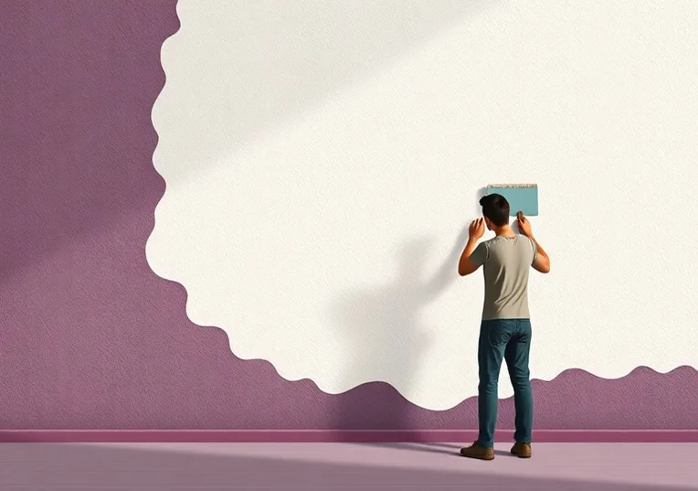 Application d'un enduit décoratif à la lisseuse sur un mur