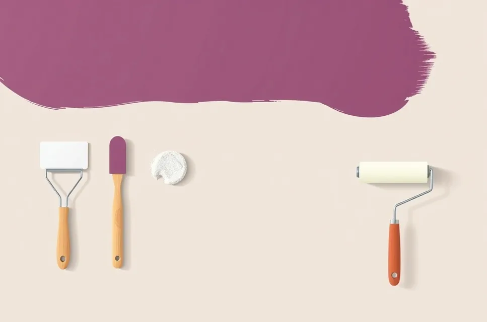 Outils de peinture disposés dans l'ordre des étapes du chantier